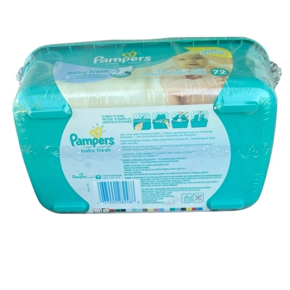 Pampers Baby Fresh NOS Sealed Hard Case Baby Wipes Flip Lid 72 Count 2013 HTF